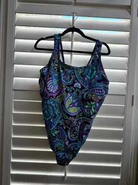 Lands' End purple paisley tankini swim sz 20W